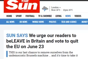 Murdochov tabloid The Sun podržao sve izgledniji 'Brexit'
