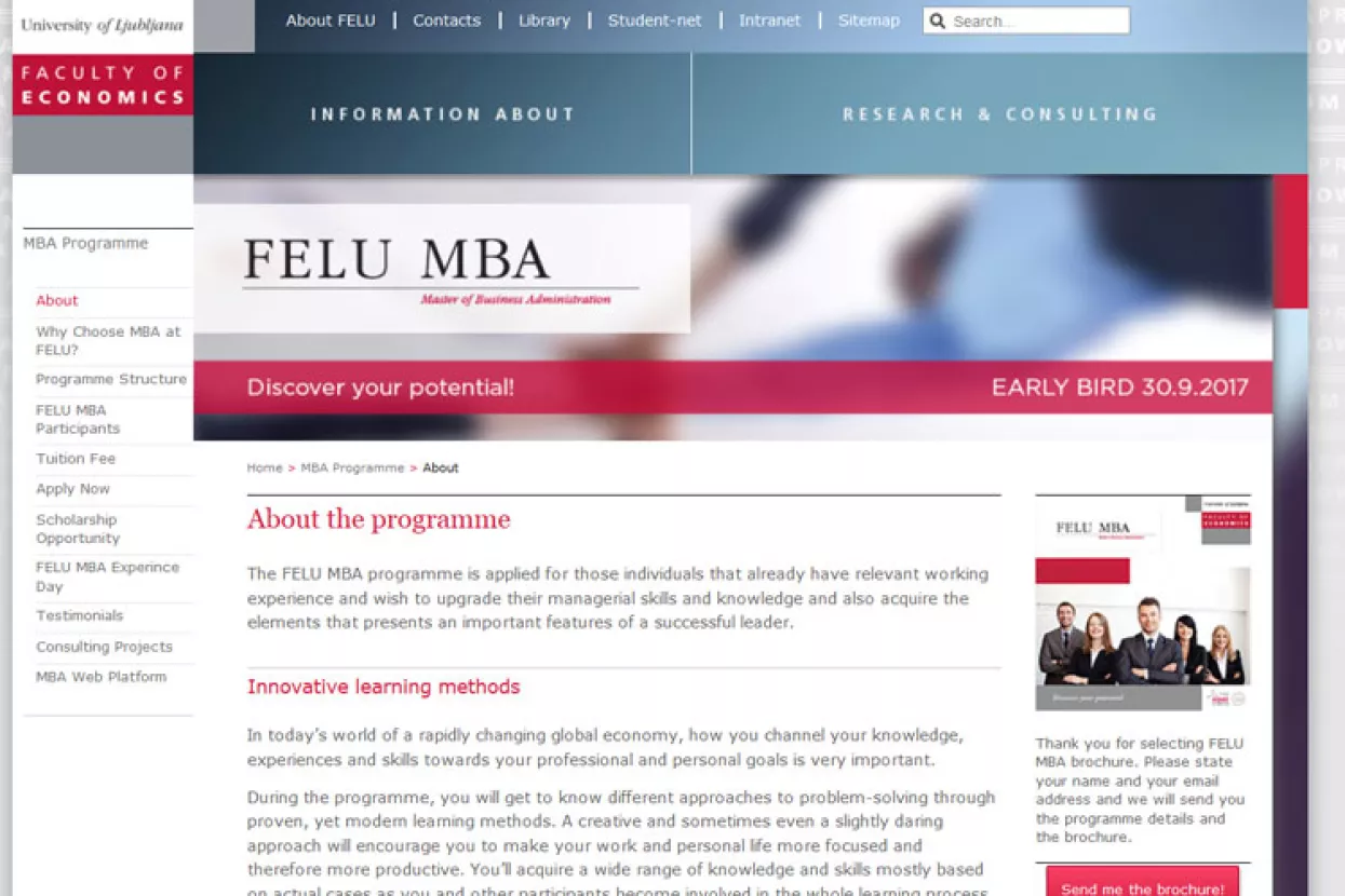 Prijavi se i osvoji  FELU MBA stipendiju Ekonomskog fakulteta u Ljubljani