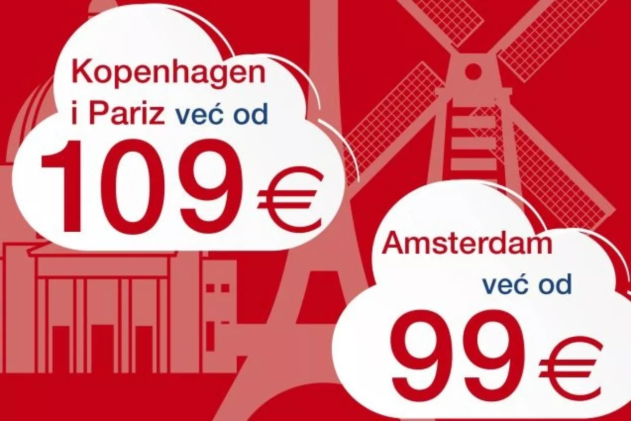 Croatia Airlines nudi povoljnije cijene aviokarata za Amsterdam, Kopenhagen i Pariz
