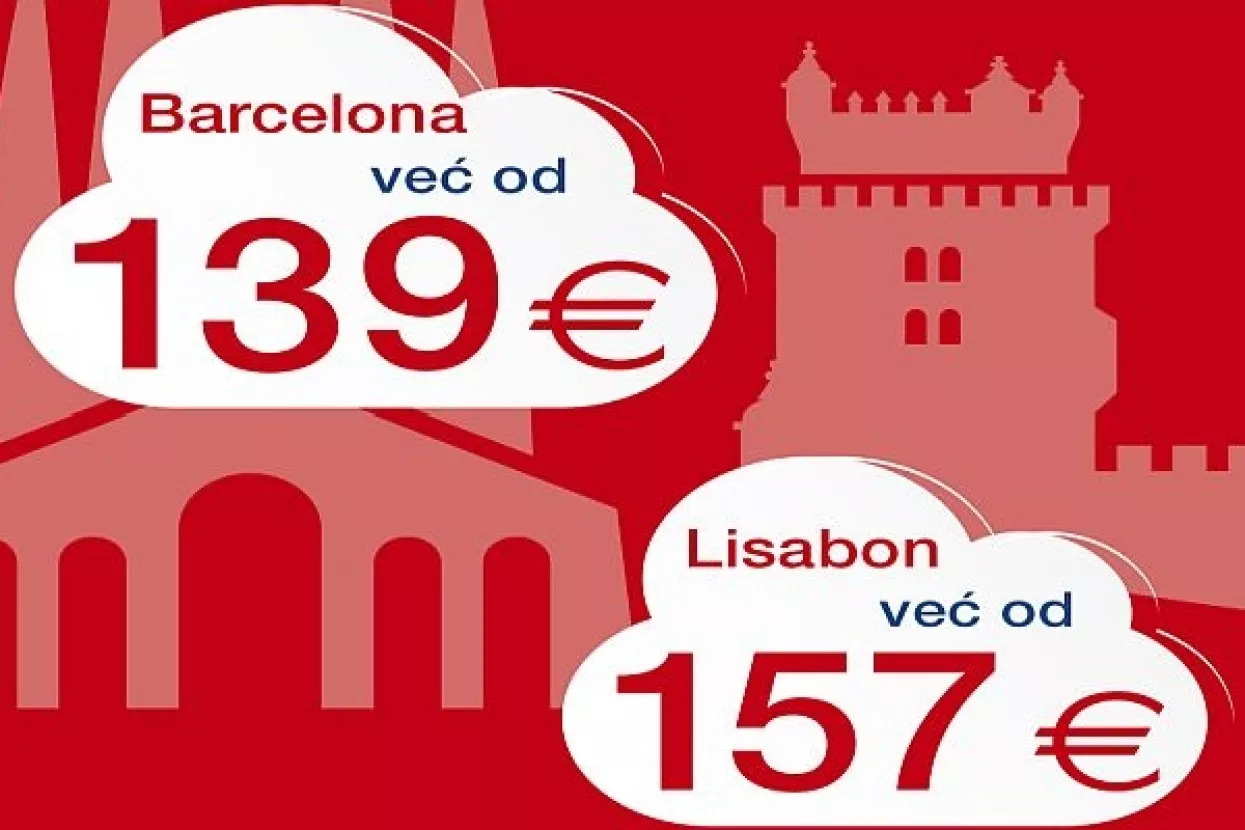 Croatia Airlines nudi povoljnije cijene aviokarata za Barcelonu i Lisabon