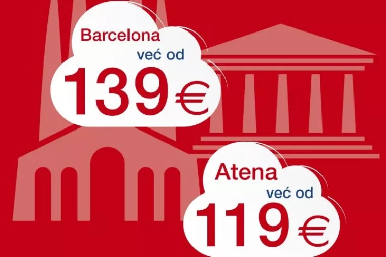 Croatia Airlines nudi povoljnije cijene aviokarata za Atenu i Barcelonu