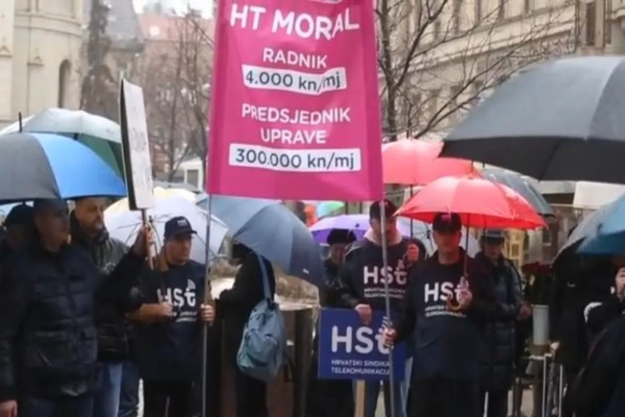 Radnici HT-a prosvjeduju zbog smanjenja plaća, 'outsourcinga'