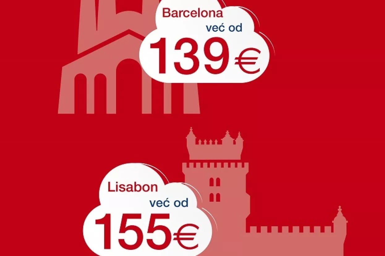 Akcija Croatia Airlinesa Pogledaj u oblake!: Povoljni letovi za Barcelonu i Lisabon