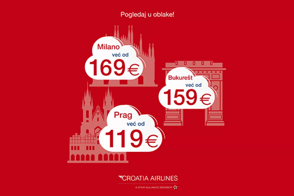 Pogledaj u oblake! Povratne aviokarate od Zagreba do Praga već od 119 eura
