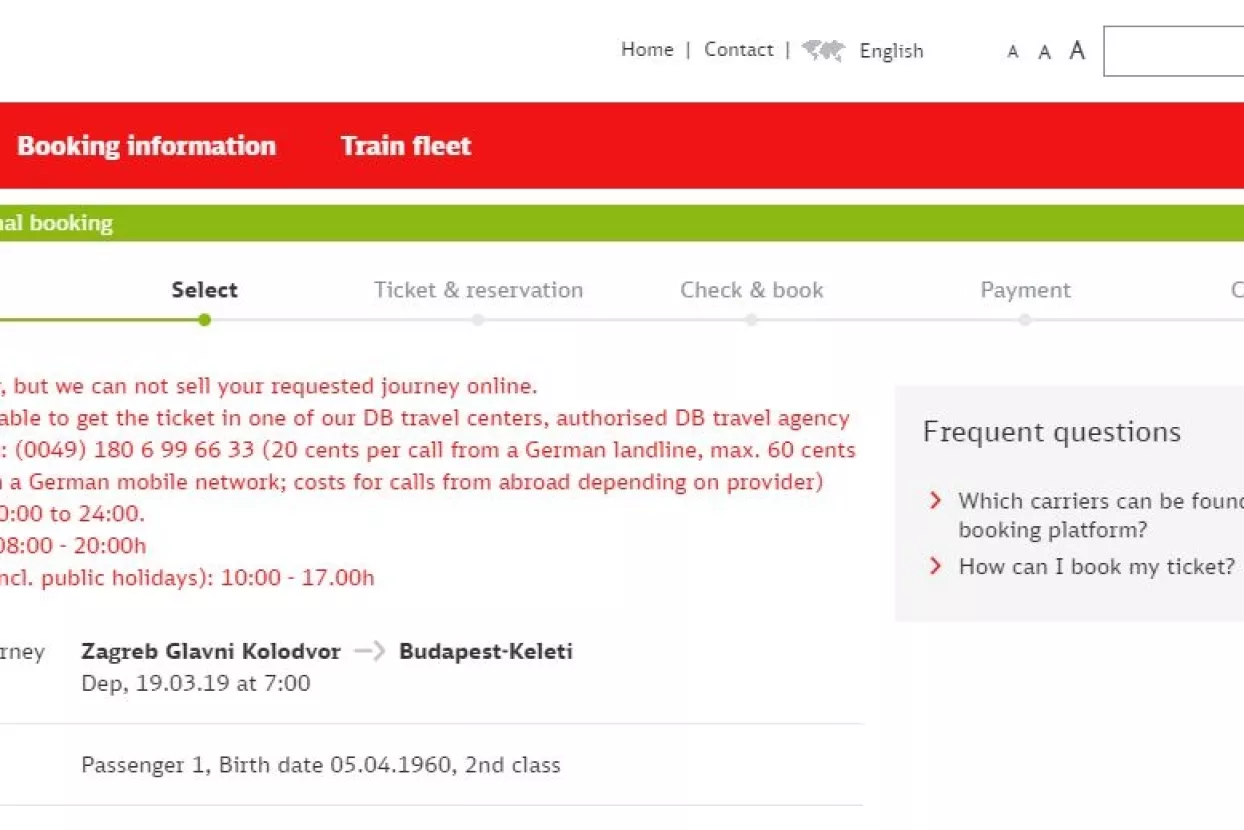 Nova blamaža: HŽ ne prodaje online karte za međunarodne vlakove