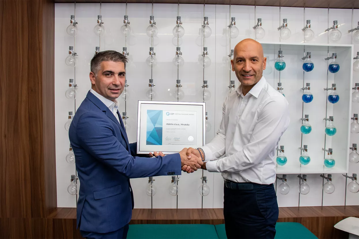 Biofarmaceutskoj tvrtki AbbVie treću godinu zaredom dodijeljen certifikat Poslodavac Partner