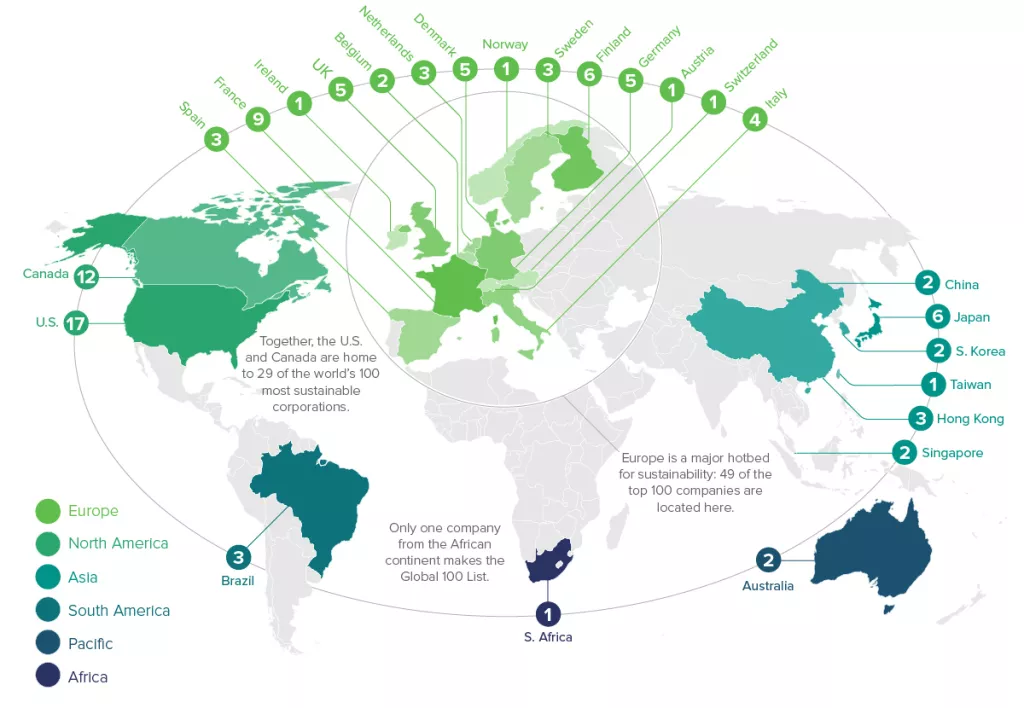 Infografika: Gdje se nalaze i koje su najodrživije tvrtke na svijetu
