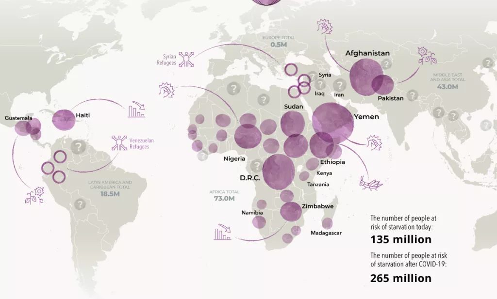 Infografika: Pandemija gladi - do kraja godine više od 250 milijuna ljudi bit će na rubu života zbog nestašice hrane
