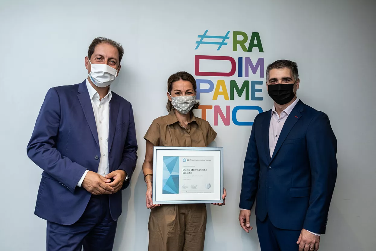 Erste banci dodijeljen certifikat Poslodavac Partner sedmu godinu zaredom