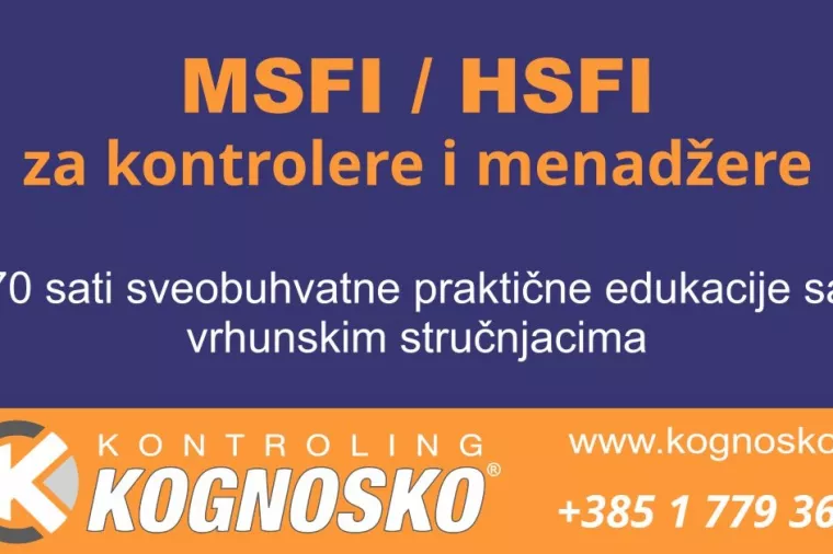Kontroling Kognosko d.o.o. organizira uživo višemjesečnu edukaciju MSFI/HSFI za kontrolere i menadžere
