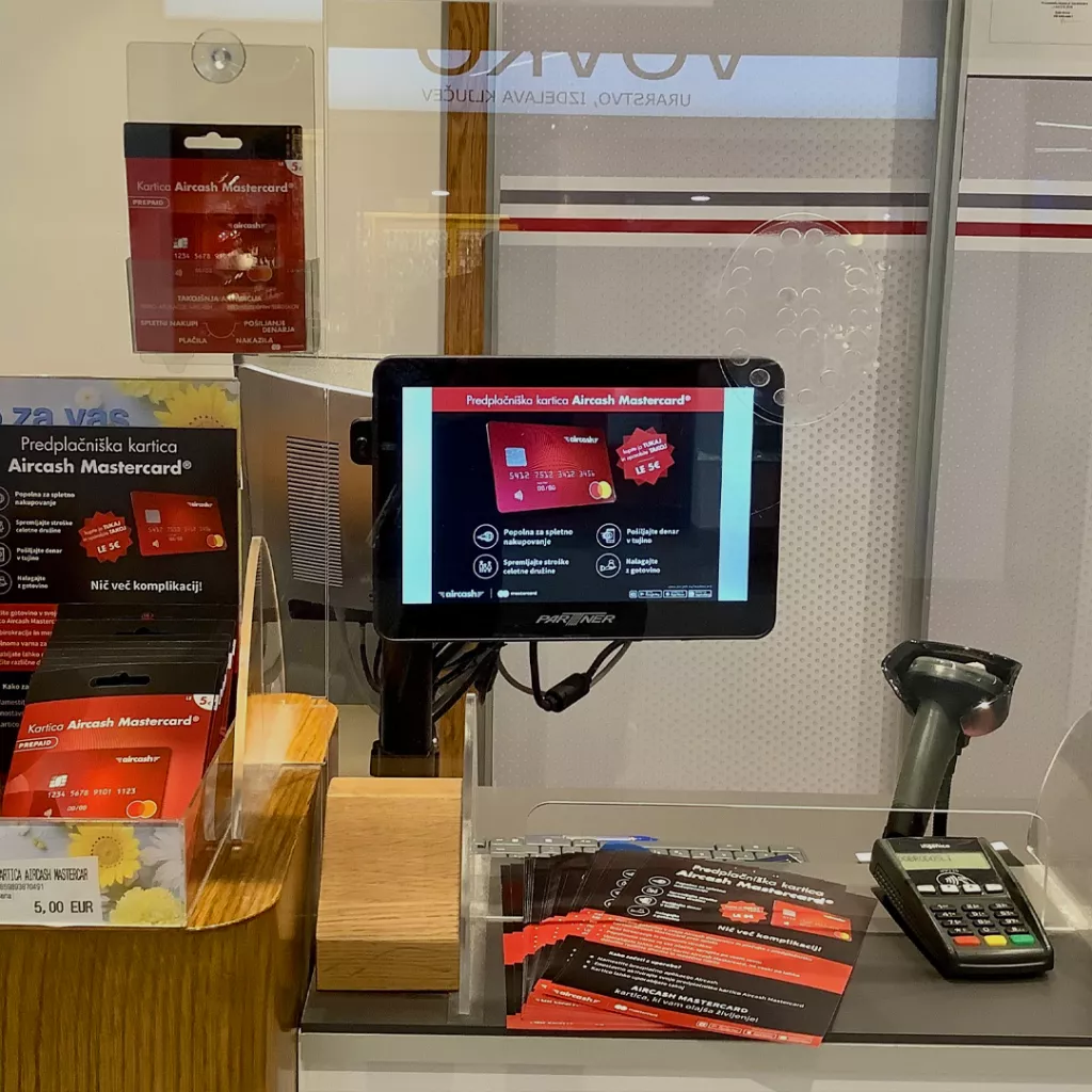 Aircash Mastercard prepaid kartica dostupna je u najvećim prodajnim lancima Slovenije i Austrije