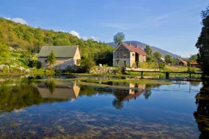 Springs of Gacka river in Lika region, Croatia - green nature<br>ličko selo, lička sela