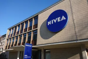 Berlin, Germany - February 24, 2019 Nivea signage. Nivea is a global skin- and bodycare brand that is owned by the German company Beiersdorf