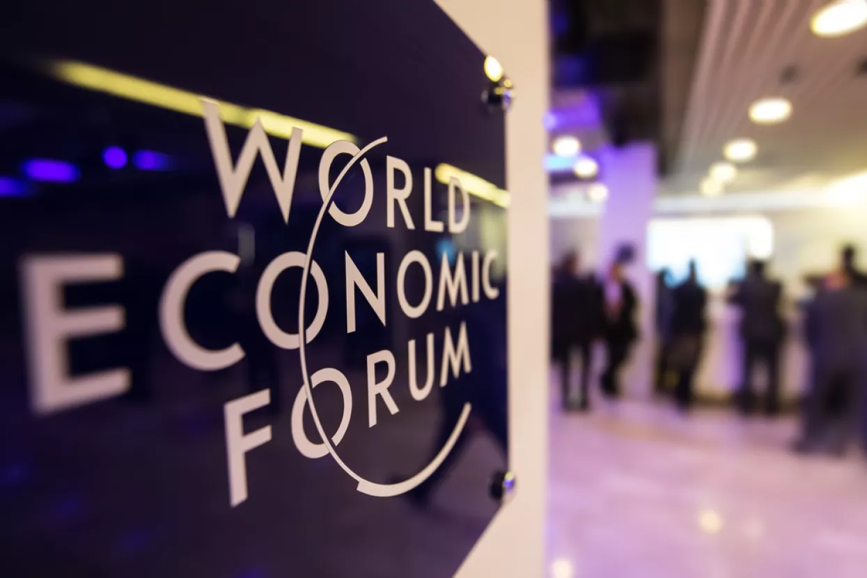 DAVOS, SWITZERLAND - Jan 19, 2017Emblem of the World Economic Forum in Davos (Switzerland)<br>Svjetski ekonomski forum u Davosu