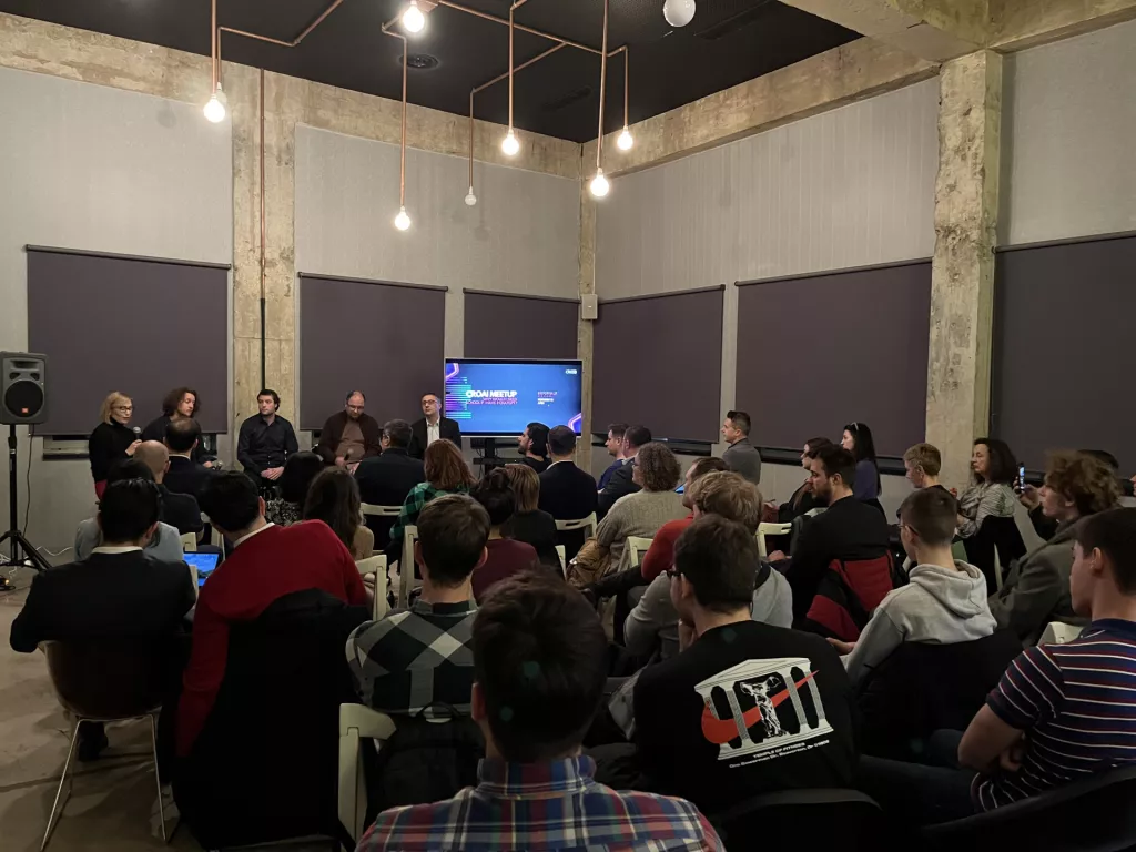 Ana Smoljo, Albert Gaj&scaron;ak, Filip &Scaron;i&scaron;ić, Nikola Dmitrović i Juraj Bilić<br>CroAI meetup 15.2.2023.