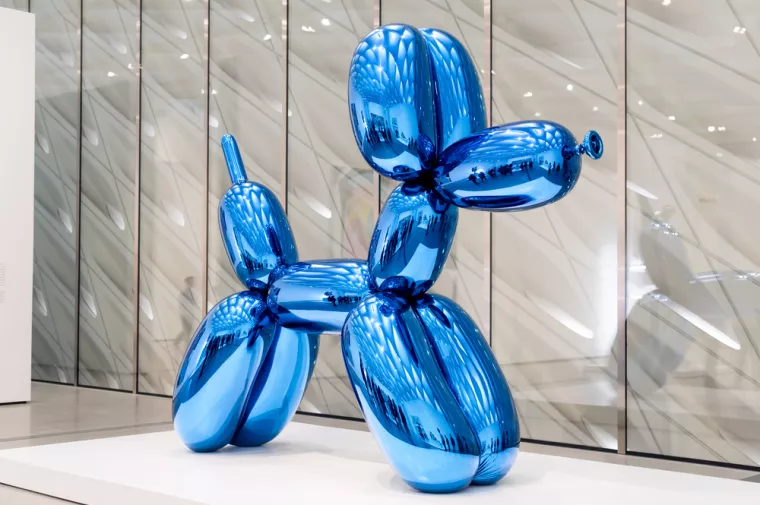 LOS ANGELES, CA - APRIL 9, 2016 Balloon Dog by Jeff Koons at The Broad Contemporary Art Museum on April 9, 2016 in Los Angeles, California, USA.