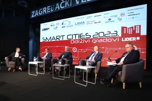 SMART CITIES 2023. Panel: Inovacijama do održivih gradova. Vanja Figenwald, Marko Filipović, Damir Mandić, Ivica Puljak i Željko Turk