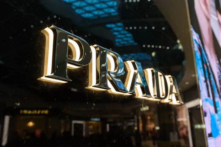 Rome, Italy - June, 2018 Prada store at Rome Fiumicino airport