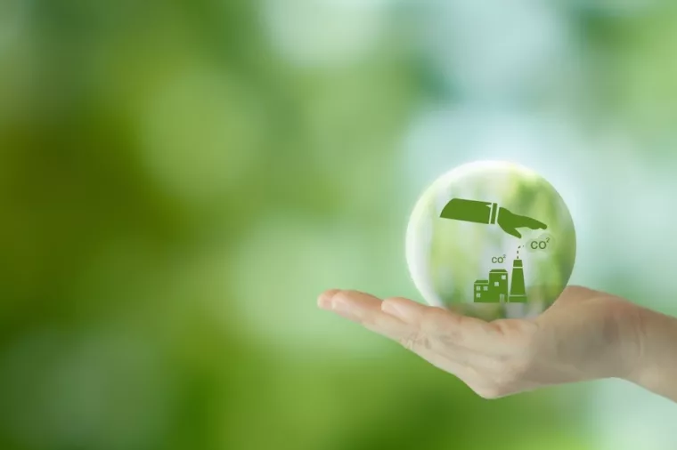 Carbon Capture, Utilization and Storage concept. Net zero target, limit global warming. Technology of CO2 capturing and store it underground or use it in other industrial production processes.<br>hvatanje CO2, ugljikov dioksid, climate tech, klima, tehnologija