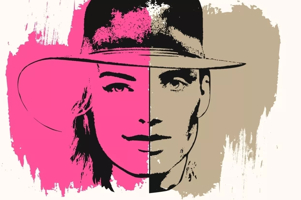 Barbie and oppenheimer barbenheimer united face design, Barbenheimer