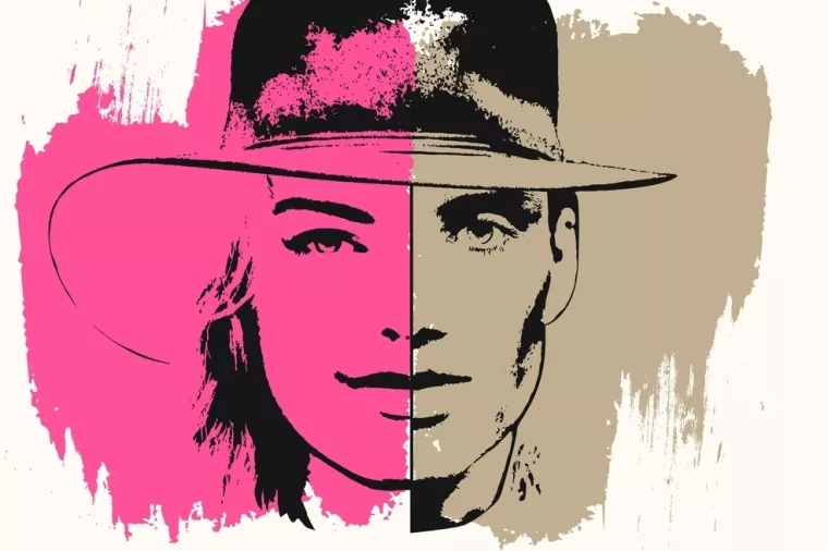 Barbie and oppenheimer barbenheimer united face design, Barbenheimer