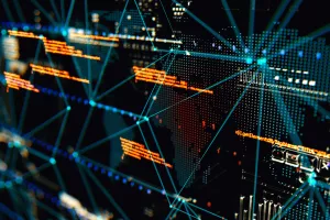 3D rendering. Abstract background concept of cyber security and attack, system crash.