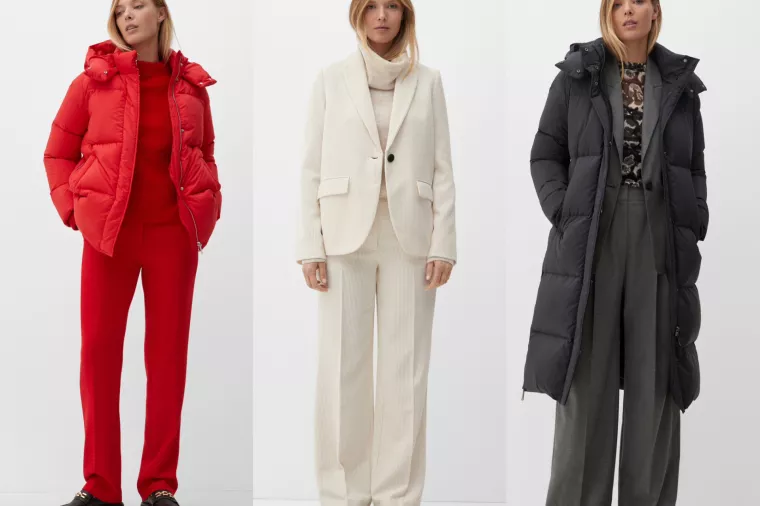 All red look, odijelo od samta i dugačka jakna<br>S Oliver