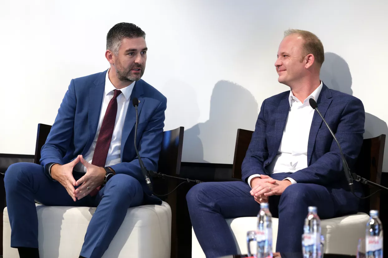 15. godišnji susret gradonačelnika i poduzetnika 48 sati 2023. Okrugli stol: Izmjene u poreznom sustavu s osvrtom na porez na dohodak. Mato Franković i Mišel Jakšić