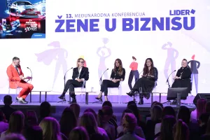 Žene u biznisu 2023. Panel 3. "Život u petoj brzini" Boris Trupčević, Iva Rogović Lekić, Selma Terlević, Ena Vitlov i Lea Brezar