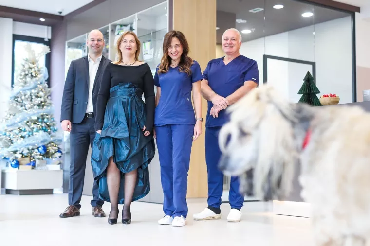12.12.2023.., Zagreb - Predstavljanje Vetti Group, prve veterinarske grupacije u hrvatskoj i nove veterinarske klinike Buba u sklopu Vetti Group.Marko Galic, Suzana Skorija, Bruno Ljolje, Ivana Ljolje.