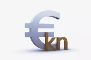 Exchange rating of Dollar and Croatian kuna Isolated on a White Background