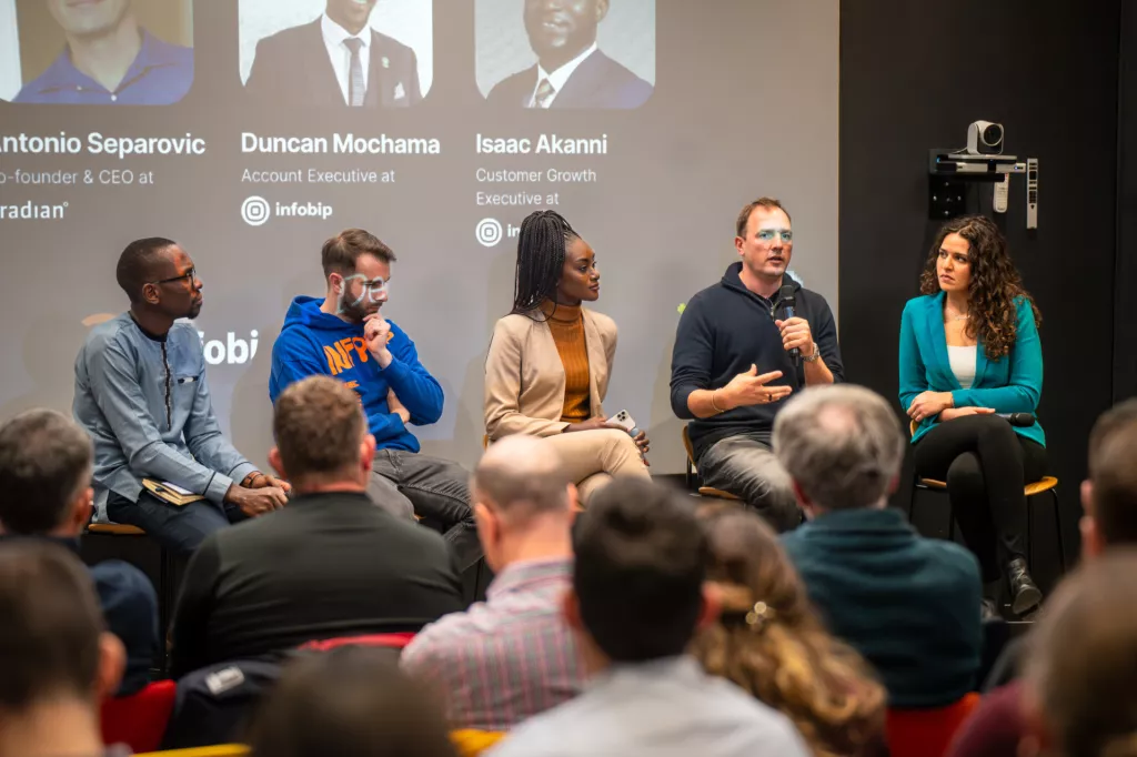 Duncan Mochama, Marijan Čipćić, Daisy Isiaho, Antonio &Scaron;eparović, Hanan Nanić<br>Infobip meetup, afričko trži&scaron;te