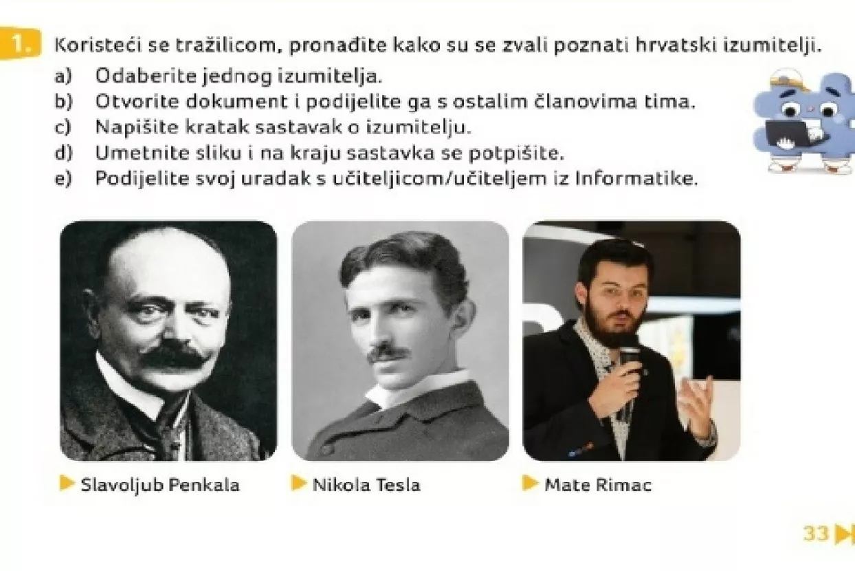 Mate Rimac u udžbeniku Školske knjige