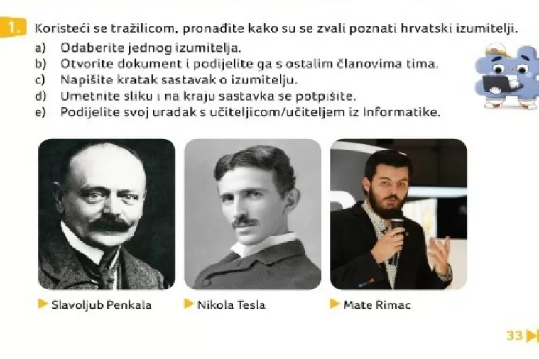 Mate Rimac u udžbeniku Školske knjige