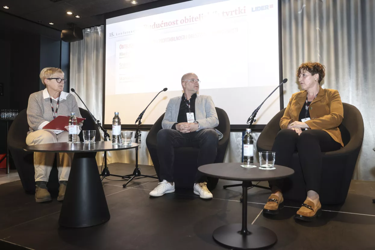 Budućnost obiteljskih tvrtki 2024.<br>4. panel<br>Manuela Tišler, Marin Rogić, Snježana Biloš.