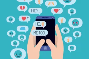 hands chating with smartphone