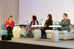 48 SATI 2024. Okrugli stol " Snaga kreativnog grada" Lucija Prstec Smolčec, Ivana Nikolić, Tanja Ladović i Neven Bosilj