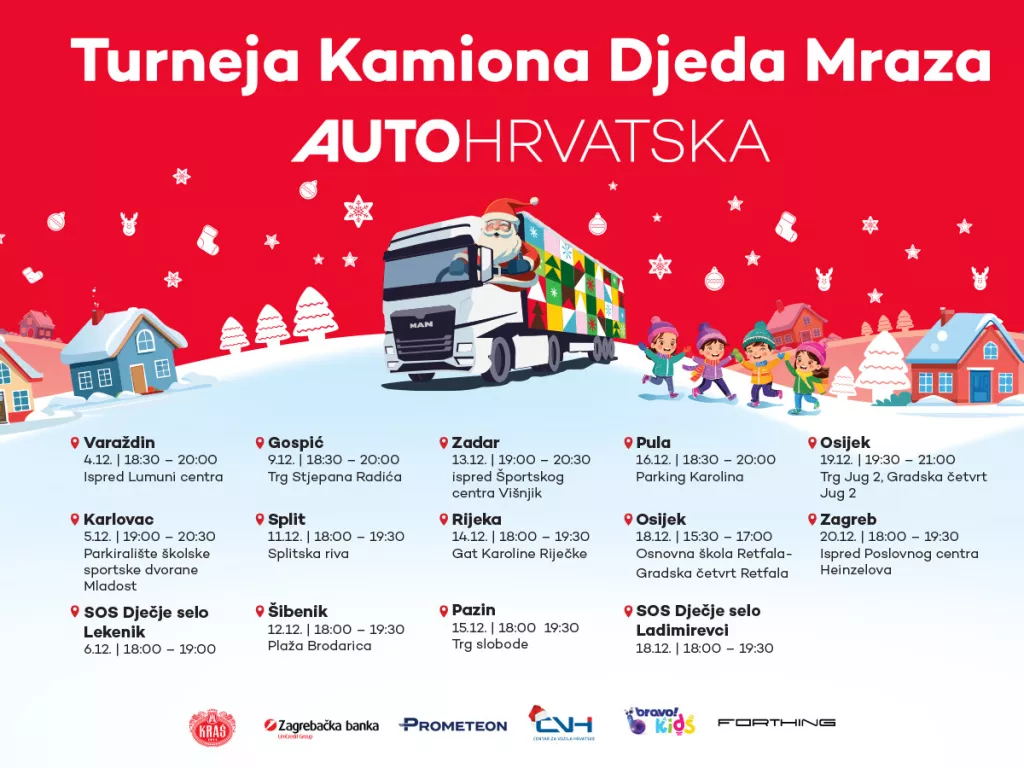 Kamion djeda Mraza Auto Hrvatska - turneja