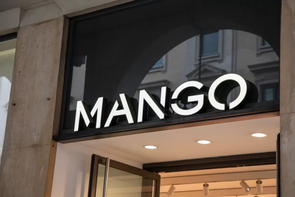 Bordeaux, France - 08 19 2023 Mango logo text chain and brand sign of Spanish clothes store wall shop front signage of boutique