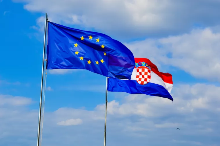 Hrvatska, EU, Europska unija, Europa, zastave, zastava