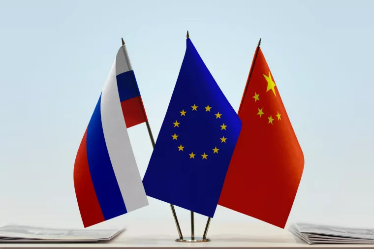 EU, Rusija, Kina, zastave