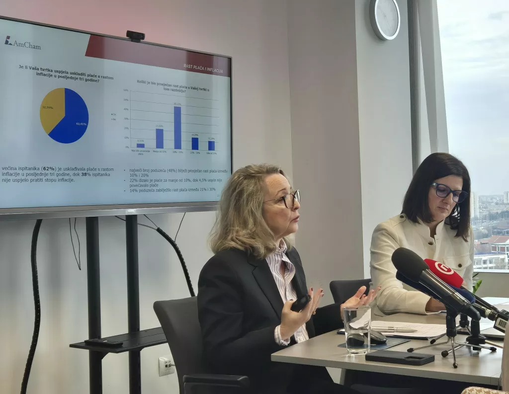 Andrea Doko Jelušić i Rina MusićAmCham pressica o istraživanju poslovanja u Hrvatskoj