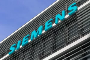 MUNICH, GERMANY - JUNE 6, 2017Logo of Siemens AG on the facade of their company headquarters. Siemens is the largest engineering company in Europe.
