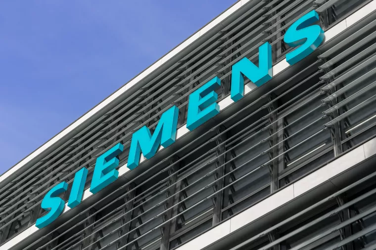 MUNICH, GERMANY - JUNE 6, 2017Logo of Siemens AG on the facade of their company headquarters. Siemens is the largest engineering company in Europe.