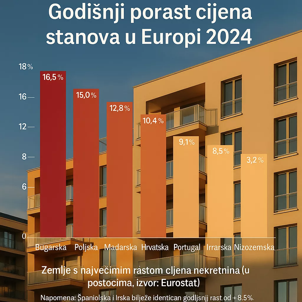 Godišnji rast cijena stanova u EU