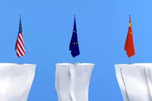 EU, SAD, Kina, trgovina, rat, zastave, stol