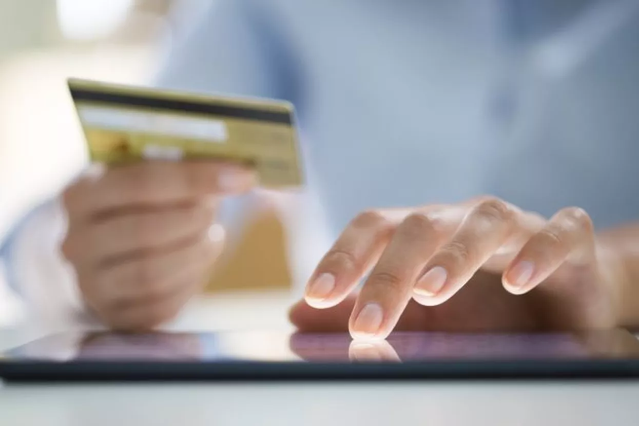 Female credit card computer e-commerce home