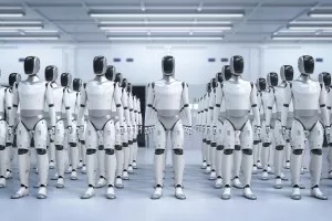 Roboti, vojska robota, redovi, humanoid 