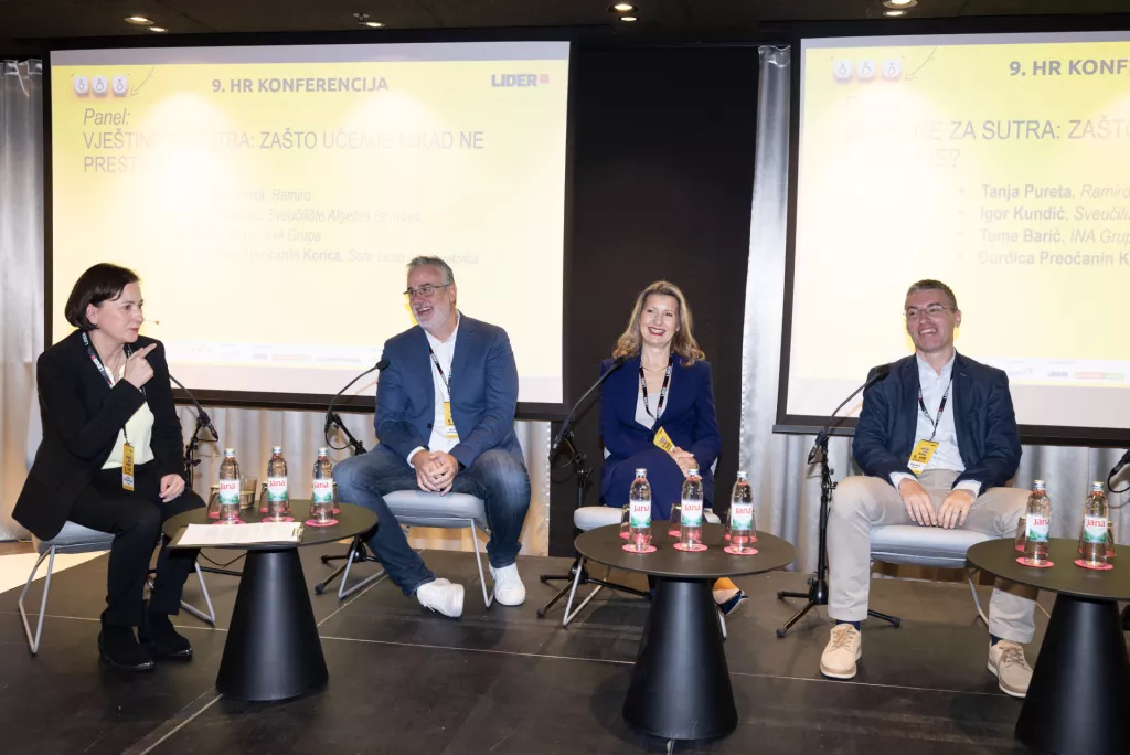 9. HR konferencija1. panel: Vještina za sutra: zašto učenje nikada ne prestaje?Đurđica Preočanin Korica, Igor Kundić, Tanja Pureta, Tome Barić