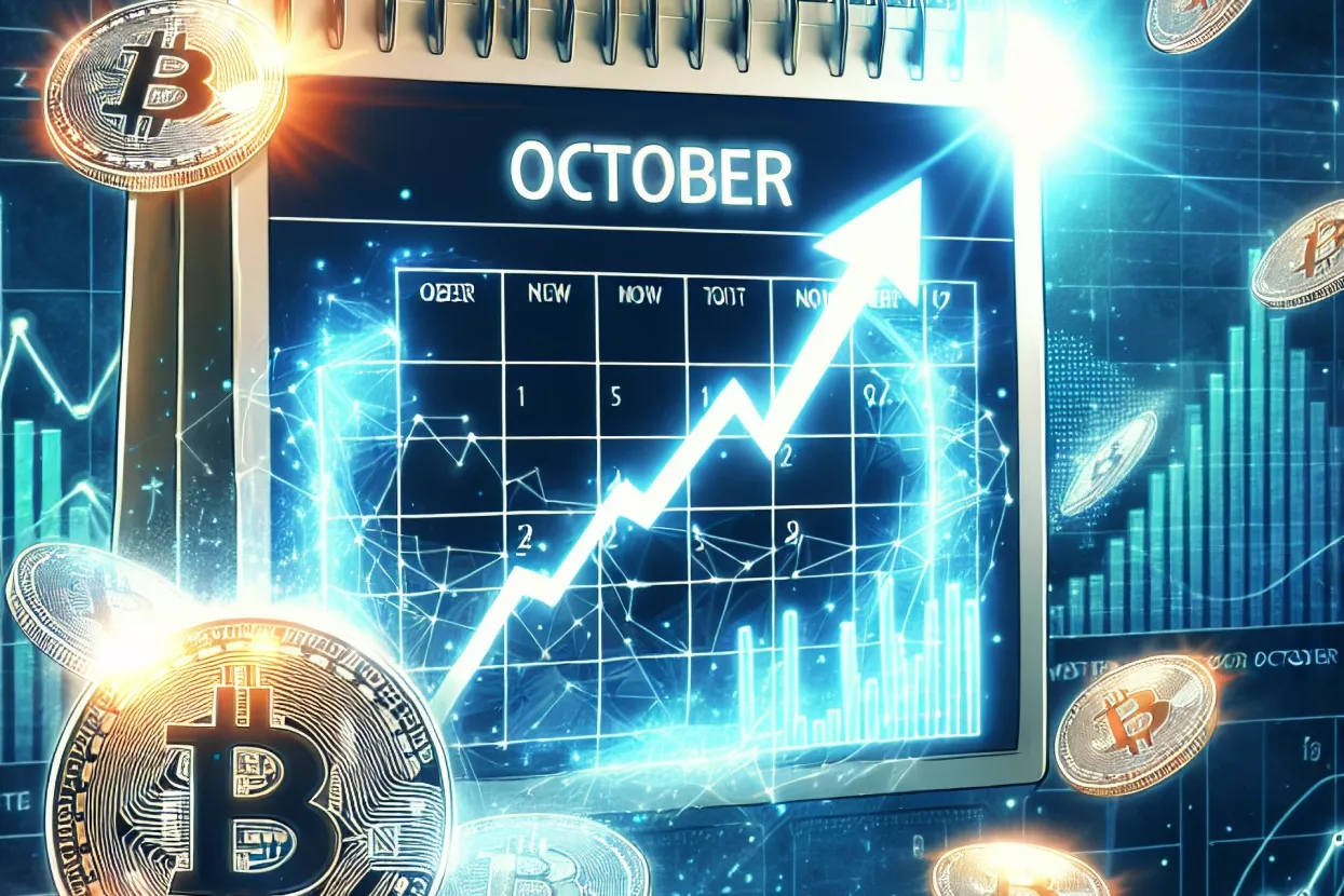 make an illustration of uptober event where every october is known that bitcoin is alway on top of their performance